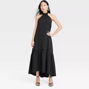 A New Day Women's Halter Hi-Lo Midi Dress Black nwt small nwt